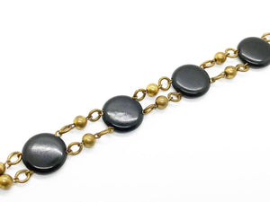 Vintage Black Discs and Gold Beads Bracelet - Lamoree’s Vintage