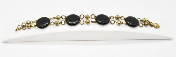 Vintage Black Discs and Gold Beads Bracelet - Lamoree’s Vintage