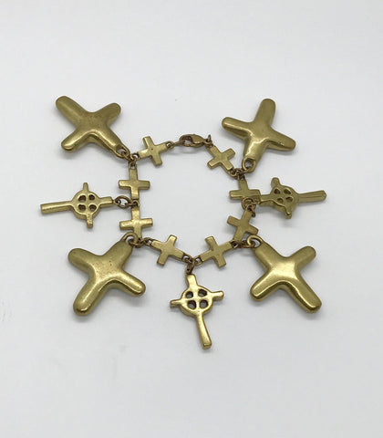 Vintage Brass Celtic Cross Charm Bracelet - Lamoree’s Vintage