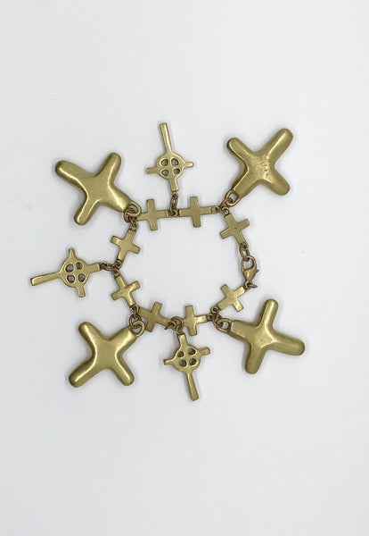 Vintage Brass Celtic Cross Charm Bracelet - Lamoree’s Vintage