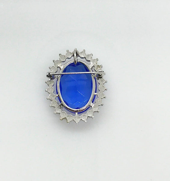 Vintage Brooch/ Pendant with Oval Blue Stone, Diana/Kate - Lamoree’s Vintage