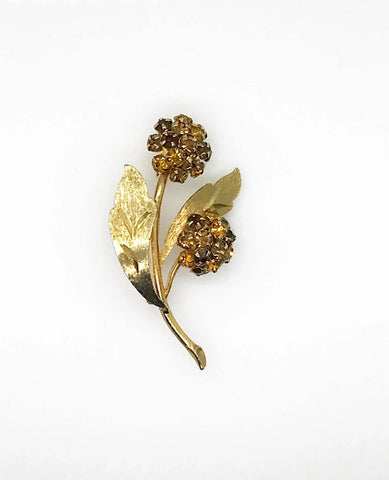 Vintage Domed Golden Floral Brooch - Lamoree’s Vintage