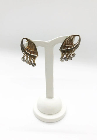 Vintage Fan Earrings with Sparkling Drops - Lamoree’s Vintage