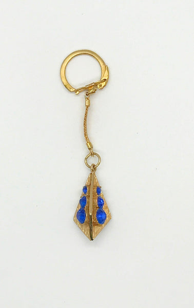 Vintage Geometric Keychain with Blue Rhinestones - Lamoree’s Vintage