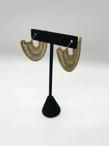 Vintage Gold Filigree Half Moon Earrings - Lamoree’s Vintage