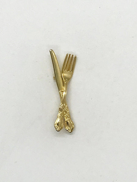 Vintage Golden Fork and Knife Brooch - Lamoree’s Vintage