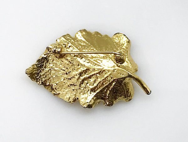 Vintage Golden Leaf Brooch with Pearl - Lamoree’s Vintage