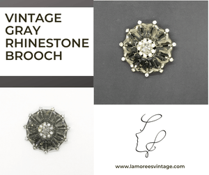 Vintage Gray Rhinestone Pinwheel Brooch - Lamoree’s Vintage