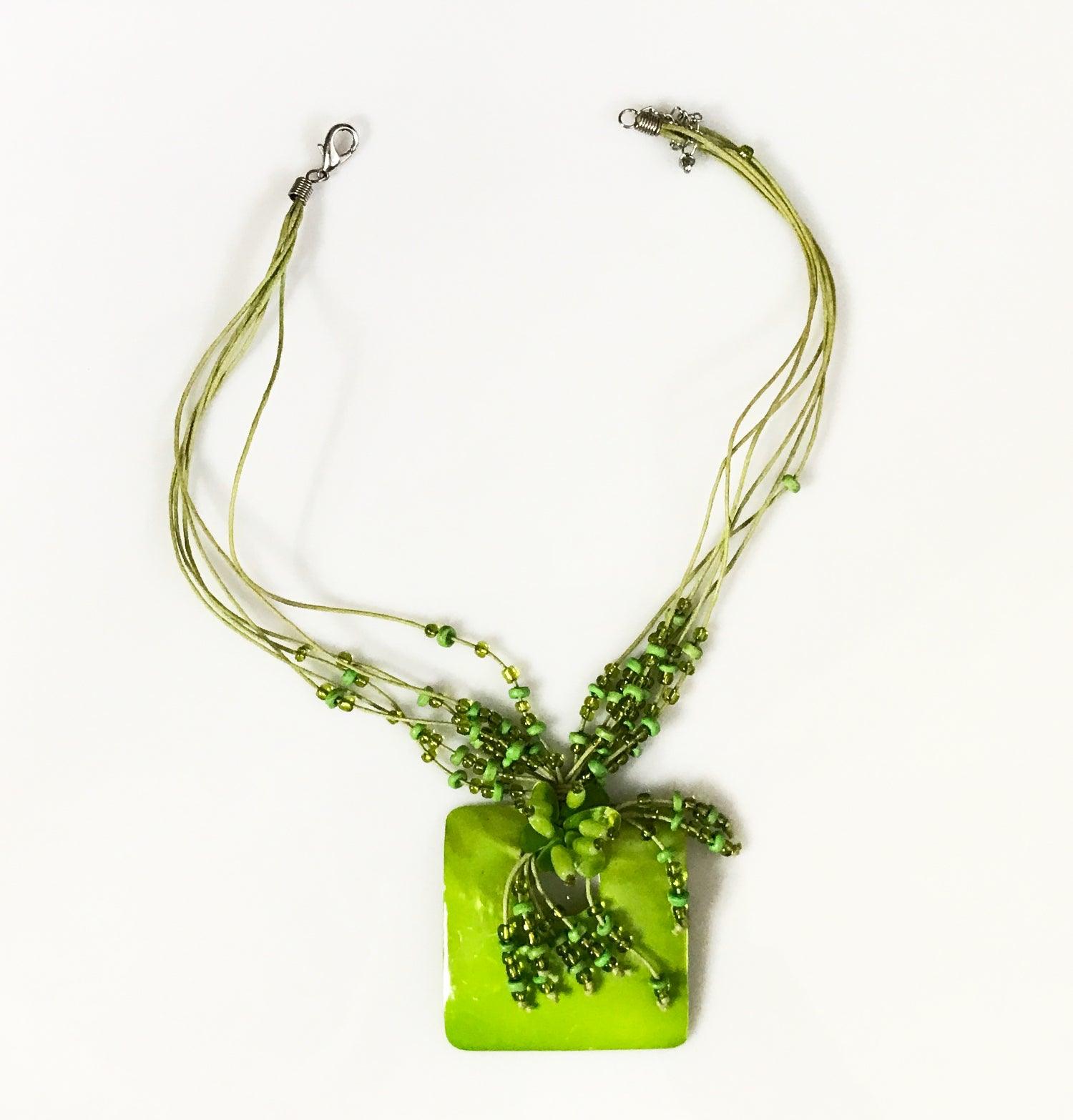 Vintage Green Bead Statement Necklace - Lamoree’s Vintage