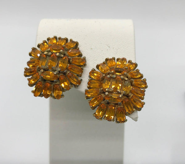 Vintage Hollycraft Golden Rhinestone Earrings - Lamoree’s Vintage