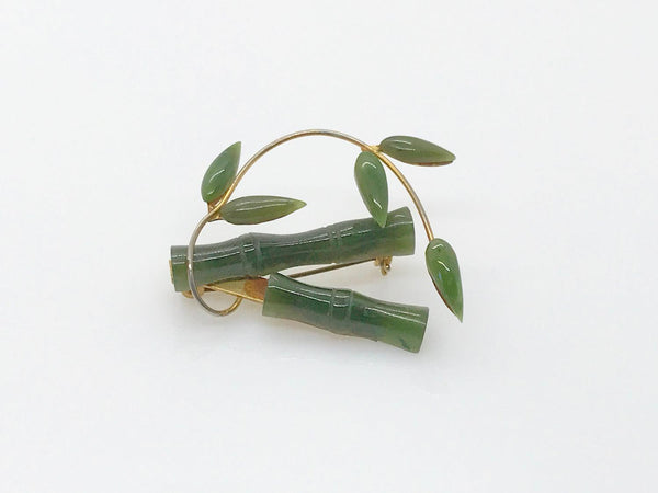 Vintage Jade Green Bamboo Brooch - Lamoree’s Vintage
