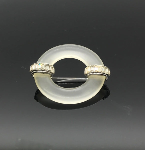 Vintage Kenneth Lane Deco Style Clear Lucite and Baguette Brooch - Lamoree’s Vintage