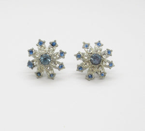 Vintage Lacy Blue and White Screw Back Earrings - Lamoree’s Vintage
