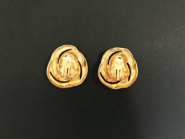 Vintage Les Bernard Gold Twist Clip Earrings - Lamoree’s Vintage