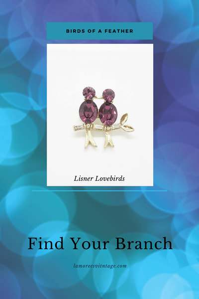 Vintage Lisner Brooch with Cooing Purple Birds - Lamoree’s Vintage