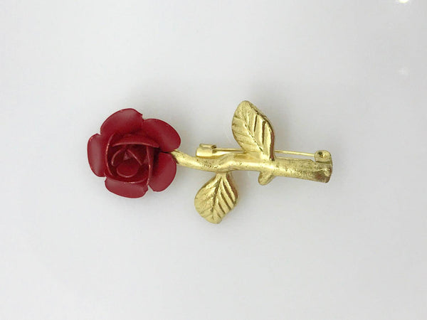 Vintage Open Red Rose Brooch - Lamoree’s Vintage