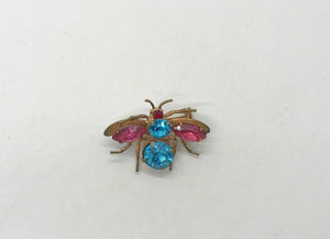 Vintage Pink and Blue Insect Brooch - Lamoree’s Vintage