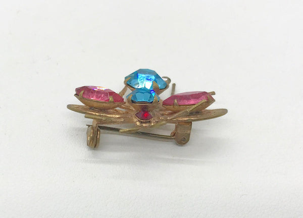 Vintage Pink and Blue Insect Brooch - Lamoree’s Vintage