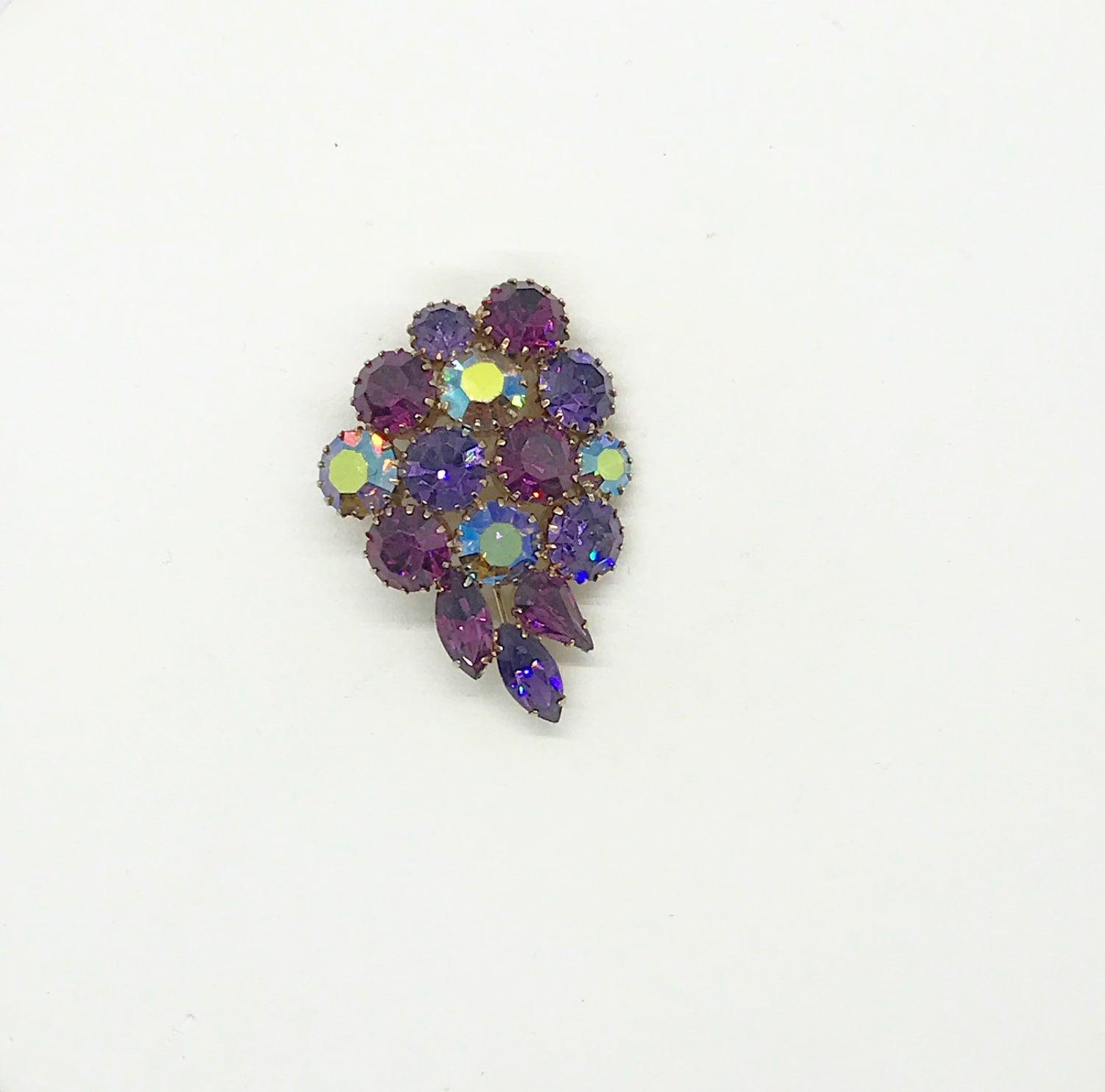 Vintage Purple Brooch with Sparkling Stones - Lamoree’s Vintage