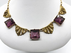 Vintage Purple Clear Stones and Filigree Necklace - Lamoree’s Vintage