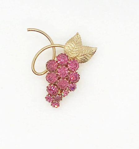 Vintage Purple Rhinestone Ripe Grape Cluster Brooch - Lamoree’s Vintage
