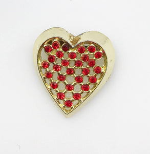 Vintage Red Rhinestone Heart Brooch - Lamoree’s Vintage