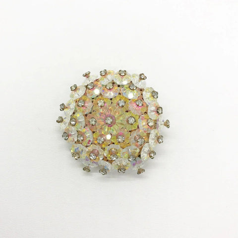 Vintage Remarkable Brooch with Iridescent Floral Stones - Lamoree’s Vintage