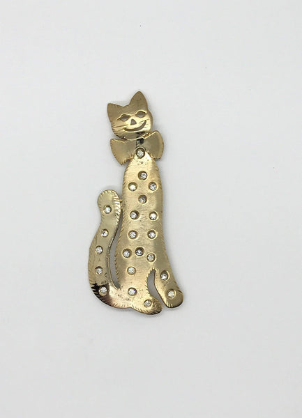 Vintage Signed Ultra Craft Gold Tone Kitty Cat Pin Brooch - Lamoree’s Vintage