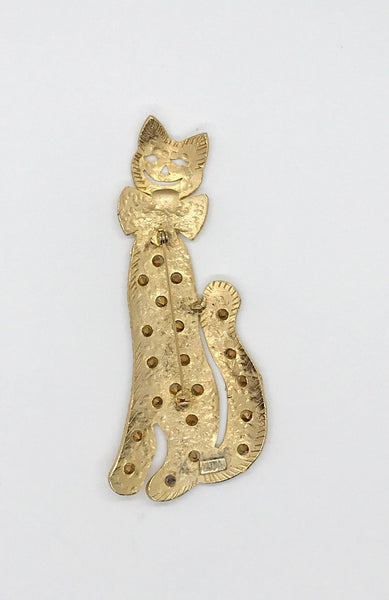 Vintage Signed Ultra Craft Gold Tone Kitty Cat Pin Brooch - Lamoree’s Vintage