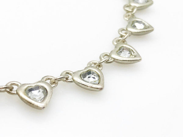Vintage Silver Rhinestone Hearts Necklace - Lamoree’s Vintage