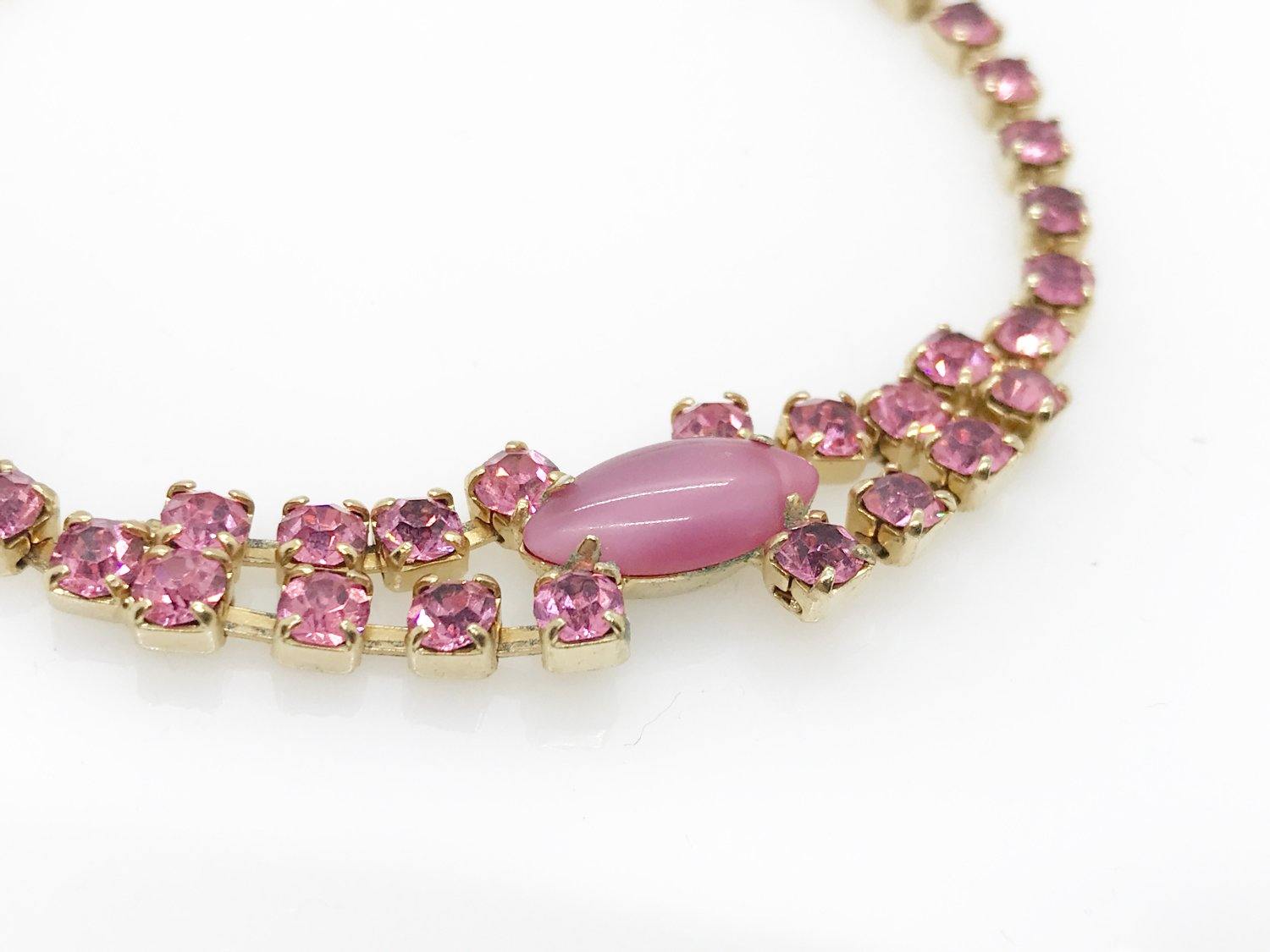 Vintage Sparkling Pink Rhinestone Bracelet - Lamoree’s Vintage