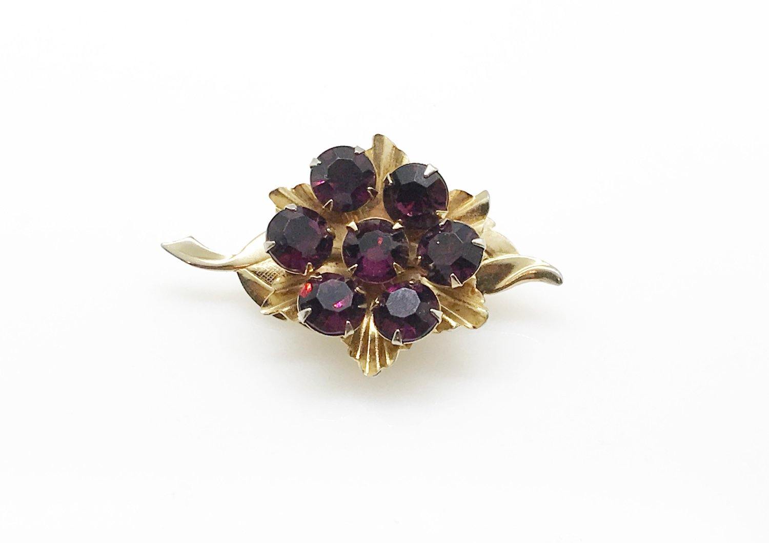 Vintage Spinning Brooch with Purple Stones - Lamoree’s Vintage