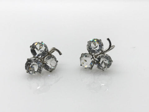 Vintage Sterling and Clear Crystal Clover Earrings - Lamoree’s Vintage