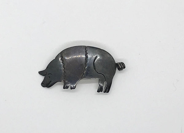 Vintage Sterling Silver Mexico Pig Brooch - Lamoree’s Vintage