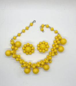 Vintage Sunny Yellow Beaded Drop Necklace and Earrings Set - Lamoree’s Vintage