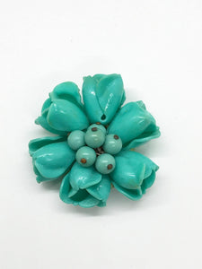 Vintage Turquoise Colored Plastic Floral Clip - Lamoree’s Vintage