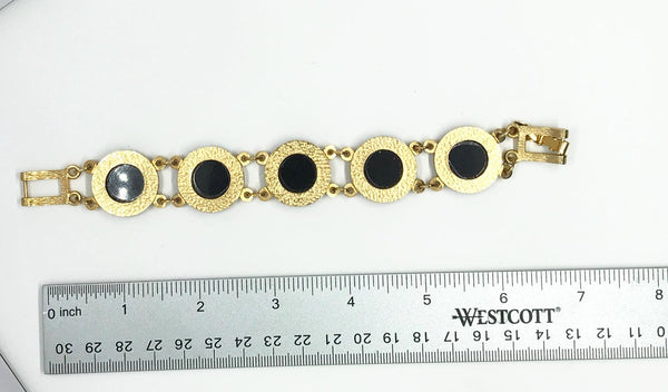 Vintage Uptown Link Bracelet with Jet Black Circles - Lamoree’s Vintage