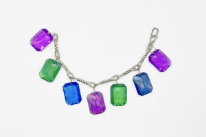 Vintage Vivid Colorful Charm Bracelet with Large Emerald Cut Drops - Lamoree’s Vintage