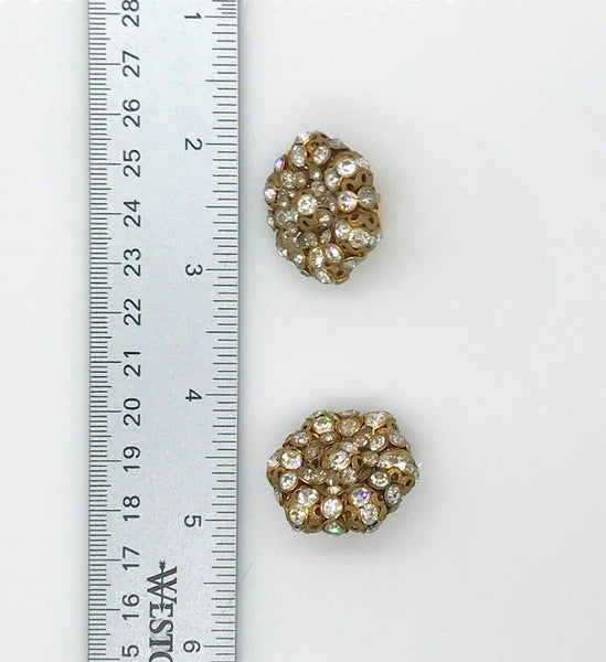 Vintage Vogue Rich Woven Rhinestone Cluster Clip on Earrings - Lamoree’s Vintage